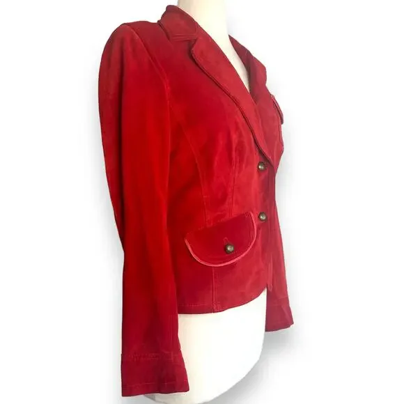 Vera Pelle Masterpelle Handcrafted Italian Cherry Red Suede Italy Leather Jacket - Picture 3 of 13